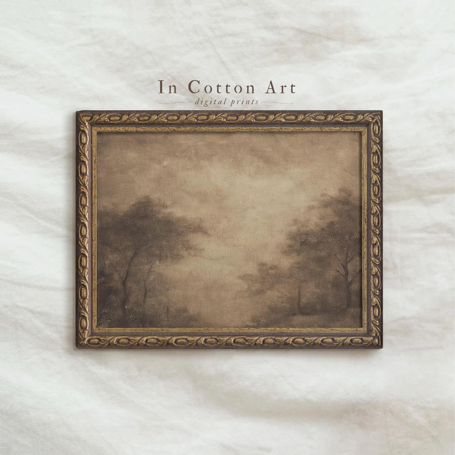 Misty Moody Forest Digital Print, Vintage Neutral Landscape Wall Art, Foggy Woodland Scene, Rusti... | Etsy (US)