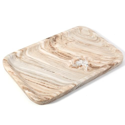 Koville Marble Tray, 12"x8" Natural Marble Vanity Tray for Countertop Bathroom Kitchen Dresser, Decorative Catchall Trays for Perfume Jewelry, Rectangular Stone Serving Tray（Palissandro） | Amazon (US)