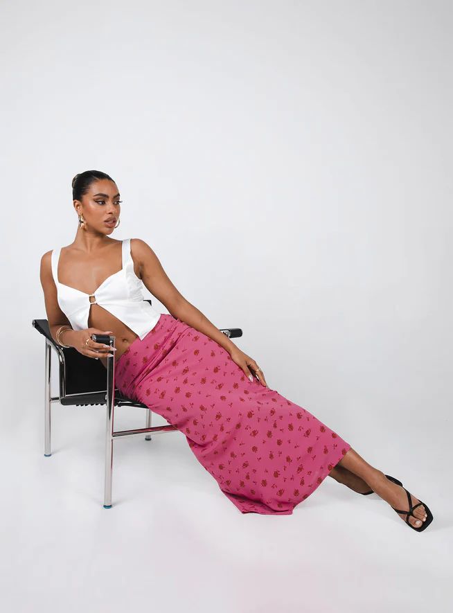 Gendling Midi Skirt Pink Floral | Princess Polly US