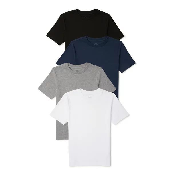 Wonder Nation Boys Short Sleeve Crewneck T-Shirt, Sizes 4-18 & Husky, 4 pack - Walmart.com | Walmart (US)