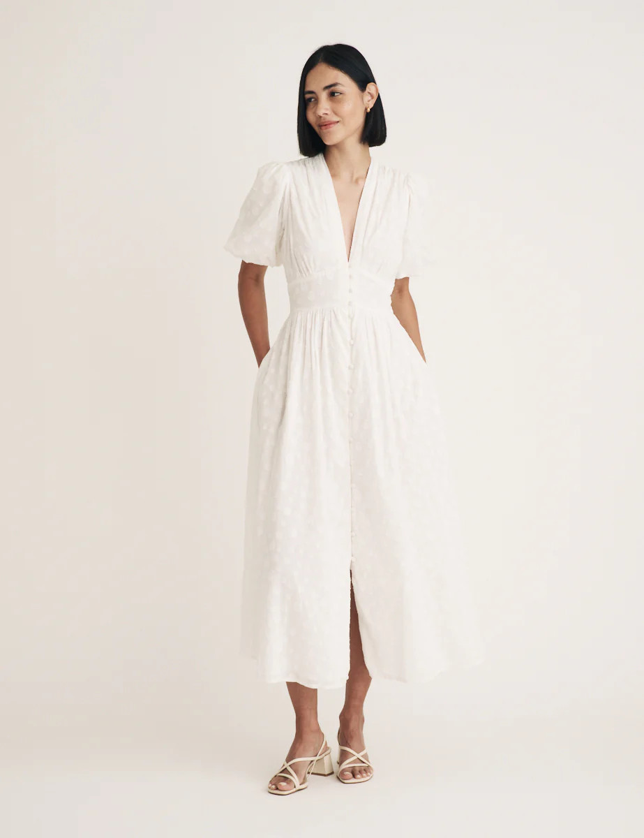 White Textured Spot Starlight Midi Dress
  

  
    £89.00 | Nobody's Child
