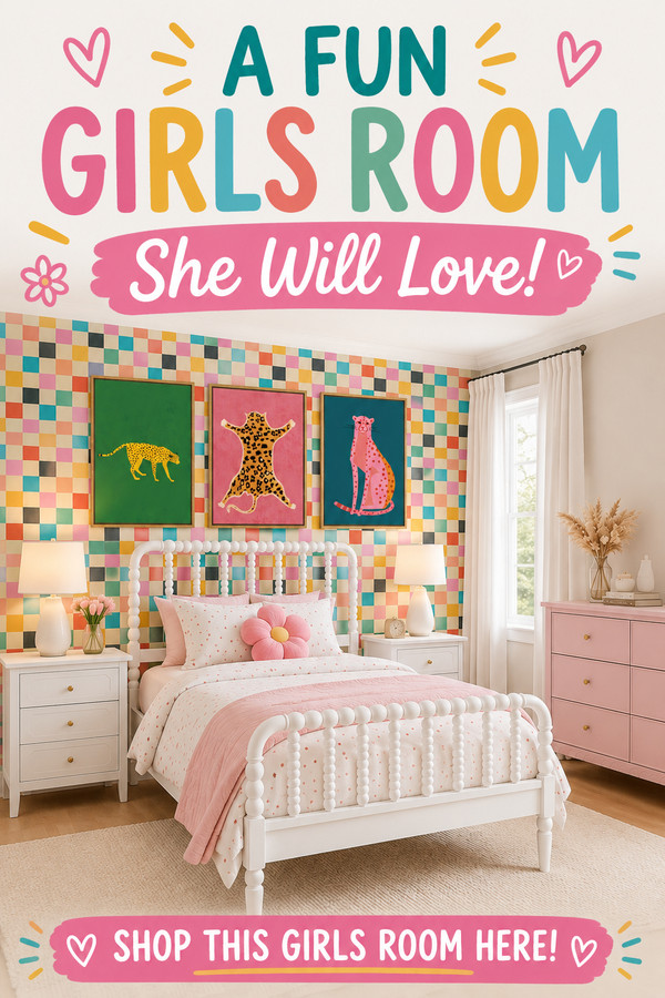Create a colorful and playful girls room she'll absolutely love