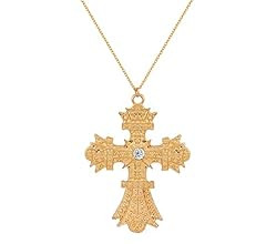 FUTIMELY Retro Big Cross Pendant Necklace for Women Men,18K Gold Silver Baroque Crystal Zircon Large | Amazon (US)