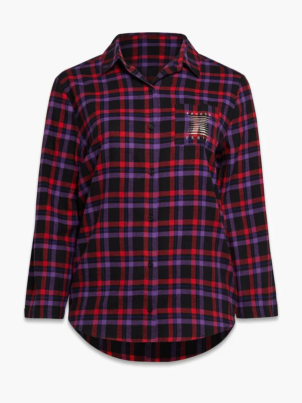 Night Star Chaser Flannel Sleep Top in Multi & Purple & Red | SAVAGE X FENTY Netherlands | Savage X Fenty EU
