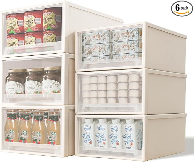 Yishyfier Stackable Plastic Storage Drawer Organizer with Clear Doors for Pantry,Bedroom,Closet,D... | Amazon (US)