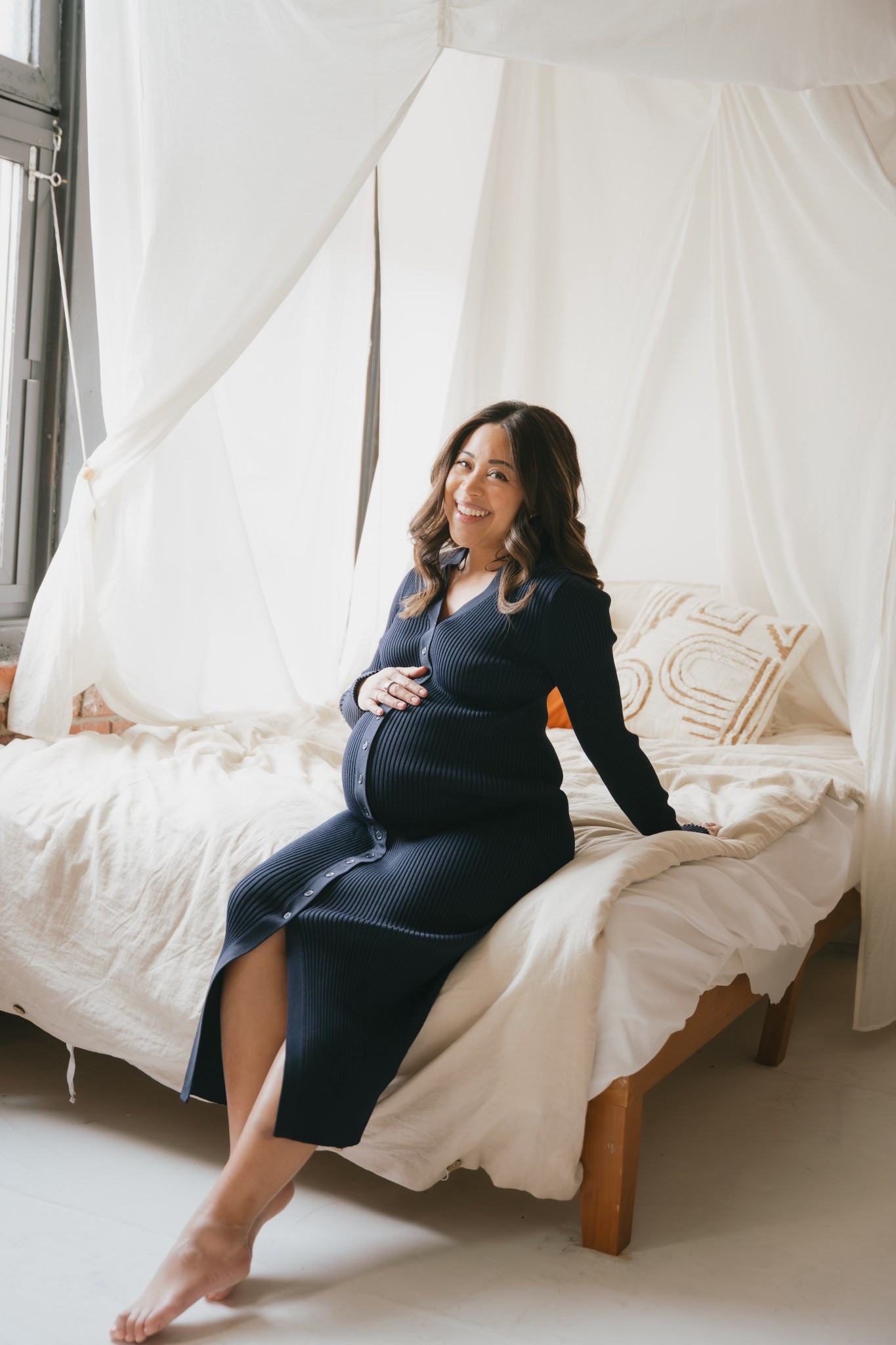 Bump friendly dress isn’t actually a maternity dress! This sweater dress from Nordstrom Rack worked so well for my maternity photo shoot. I love how stretchy this material is and how comfortable. I’m wearing a size small at 36 weeks (third trimester of pregnancy). I’m also 5ft tall for reference. 

#LTKmomlife #LTKPetite #LTKBump