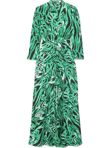 RIXO - Lucy Open-back Ruffled Animal-print Silk Maxi Dress - Green | NET-A-PORTER (UK & EU)