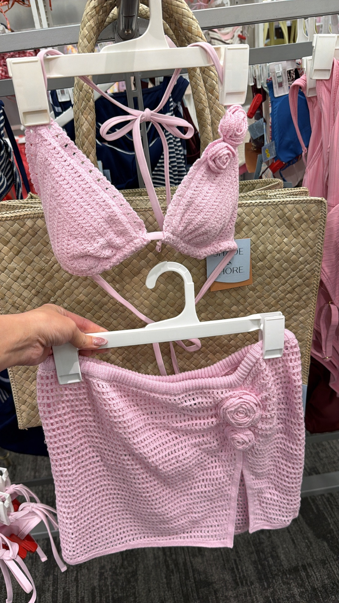 This pink crochet bikini is so adorable and it’s a great price. Skirt, cover-up, beach, pool, Rosette, vacation, resort, summer, spring.

#LTKootd #LTKSwim