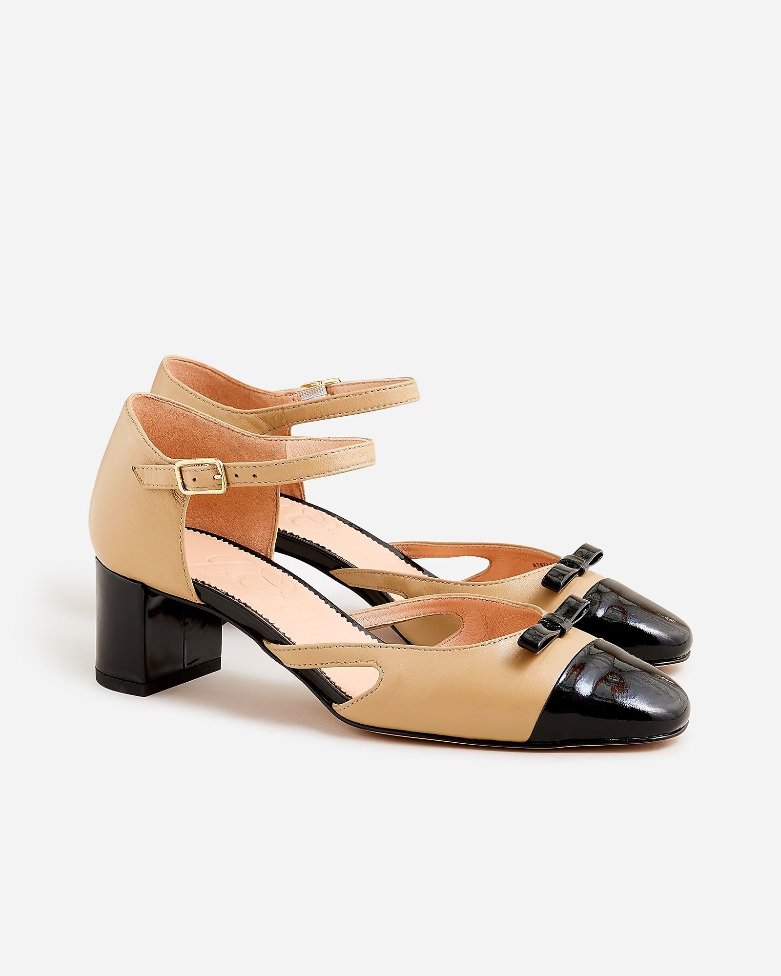 Millie ankle-strap cutout heels in leather | J.Crew US