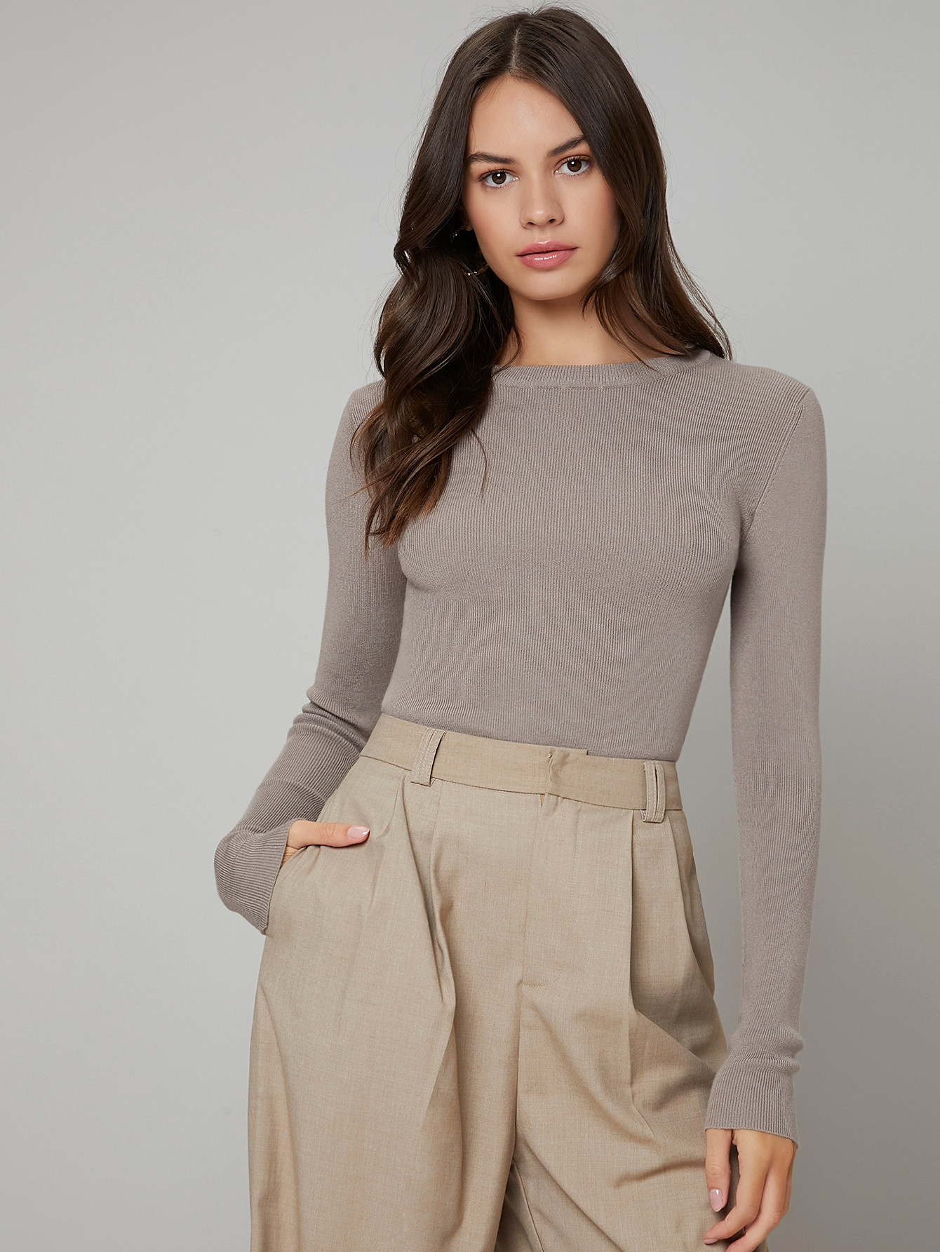 SHEIN BASICS Solid Boat Neck Sweater | SHEIN