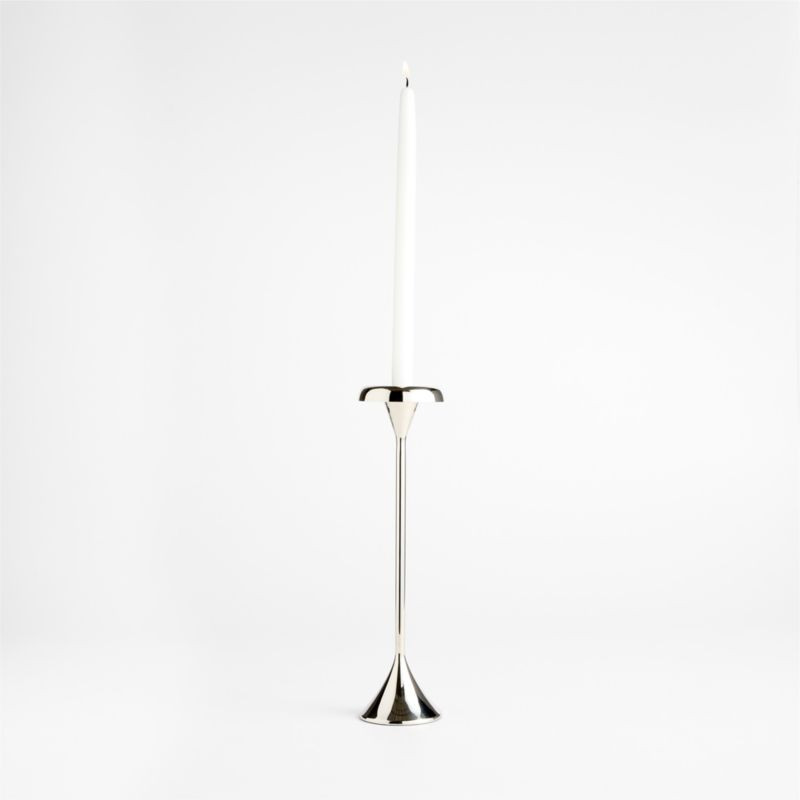 Aura Small Nickel Cast Brass Taper Candle Holder 12 by Daniel Humm | Crate & Barrel | Crate & Barrel