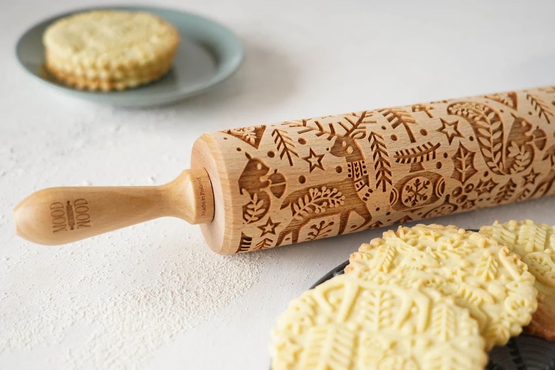SCANDI CHRISTMAS Engraved Rolling Pin for Cookies Perfect - Etsy | Etsy (US)