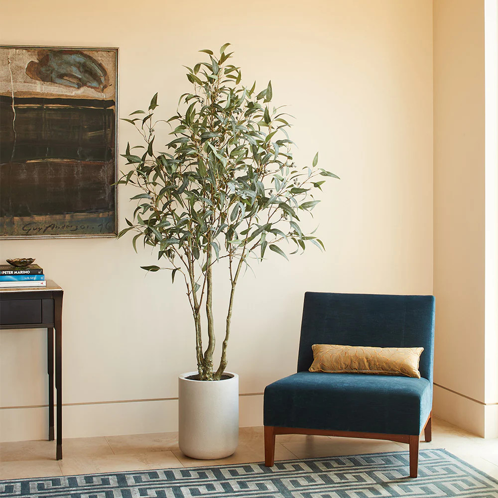 Artificial Willow Eucalyptus Tree 7' with Artisan Planter | CG Hunter