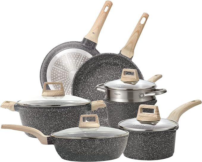 Carote Nonstick Cookware Sets,Granite Kitchen Cookware Sets 11 Pcs Stone Cookware, Non Stick Fryi... | Amazon (CA)