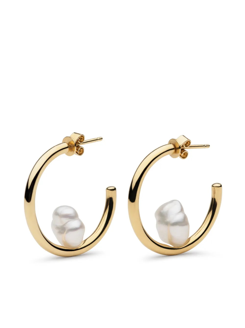 AUTORE MODA 9kt Yellow Gold Camille Pearl Hoop Earrings - Farfetch | Farfetch Global