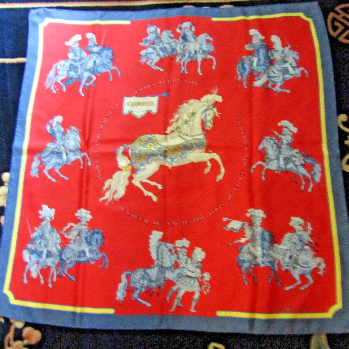 Authentic HERMES Carre 90 Scarf "CARROUSEL" 100% Silk/Made in France/Red | eBay US