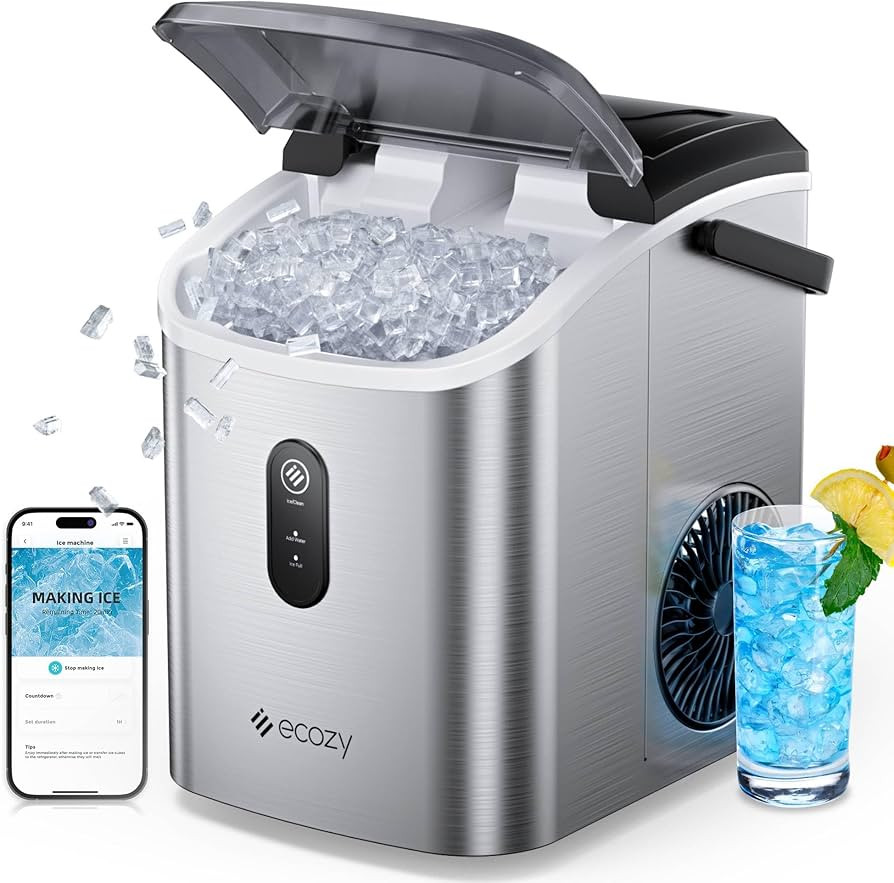 ecozy Nugget Ice Maker Countertop, Smart Portable Crushed Ice Maker with Voice Control, Pellet Ch... | Amazon (US)