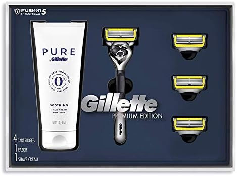 Gillette Fusion Proshield Shave Gift Set for Men - 4 Fusion Proshield Blade Refills, Shaving Crea... | Amazon (US)