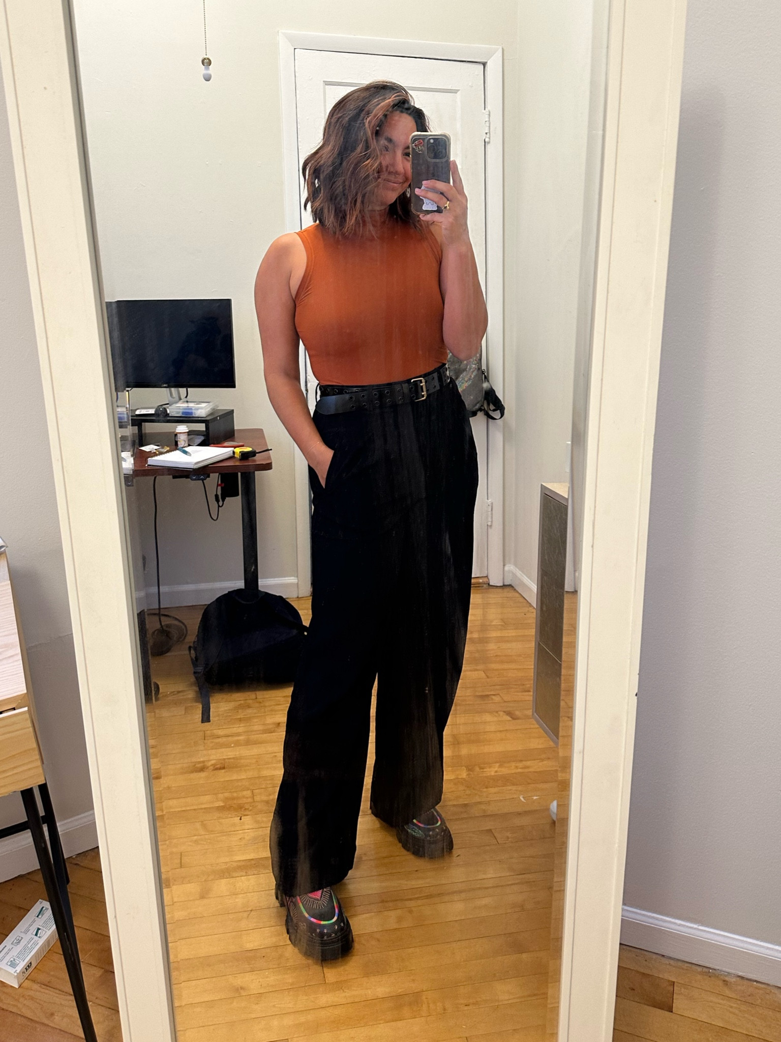 This might be one of my favorite work looks so far! These high rise trousers are the most flattering I own by far and they have a nice subtle stripe texture. These embroidered loafers aren’t available anymore but I linked a similar pair! Work wear, work pants, high neck bodysuit, eyelet belt

#LTKmidsize #LTKstyletip #LTKworkwear