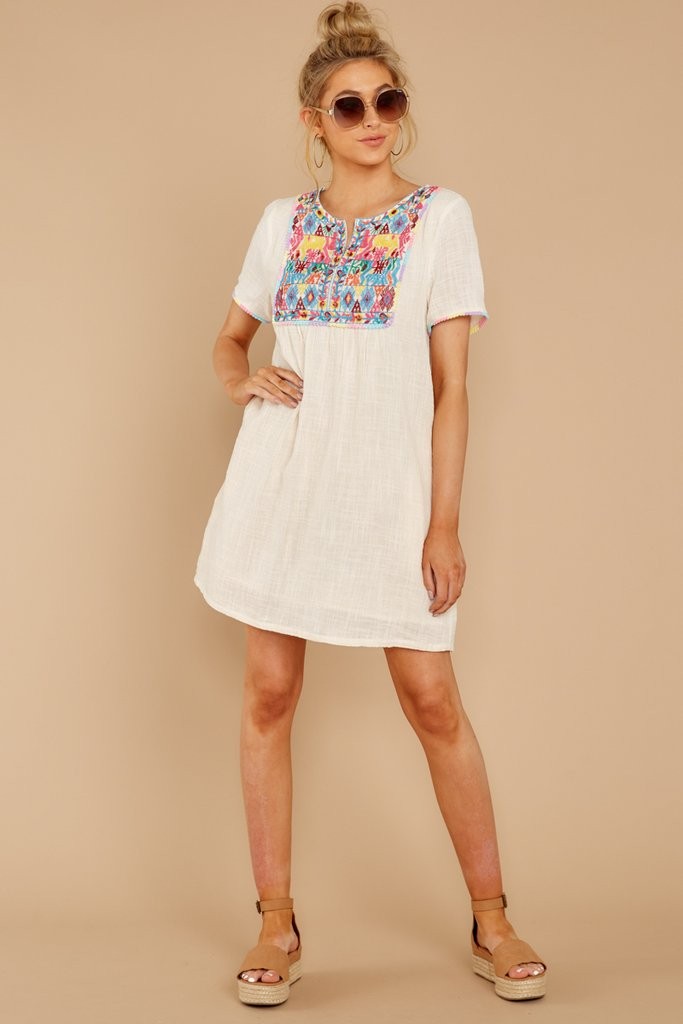 Not A Dream Cream Embroidered Dress | Red Dress 