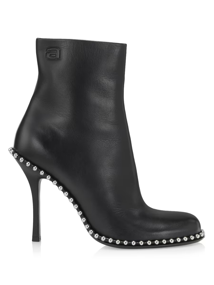 Nova 105MM Bead-Adorned Leather Ankle Boots | Saks Fifth Avenue