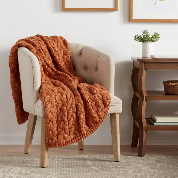 Solid Chunky Cable Knit Throw Blanket - Threshold™ | Target