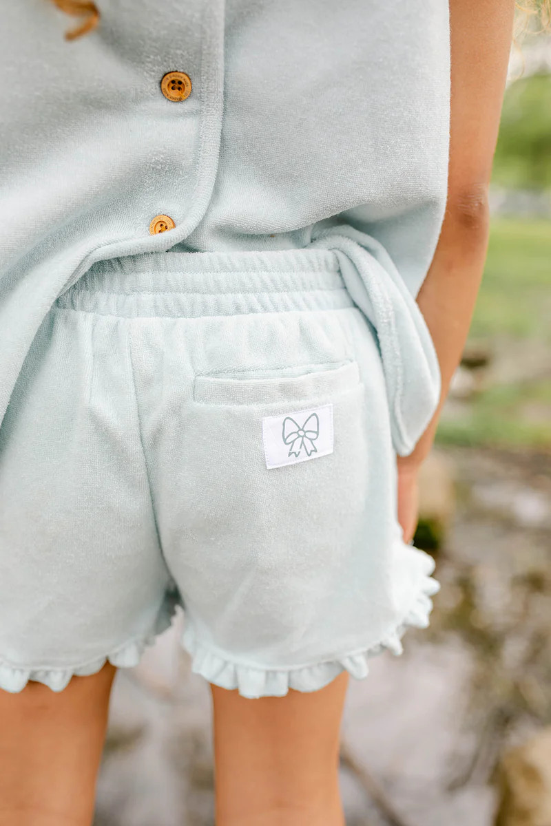 EMERSON SHORTS - LIGHT BLUE TERRY CLOTH | Little Paper Kids (US)