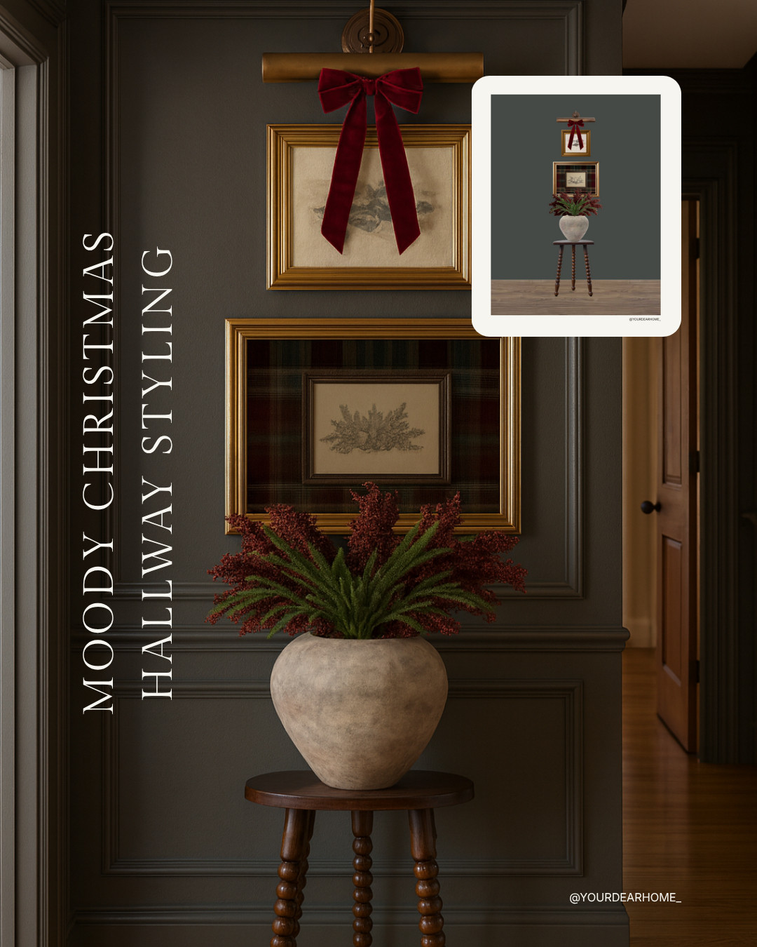 Moody christmas hallways styling idea!  

 #LTKHoliday #LTKSeasonal #LTKHome