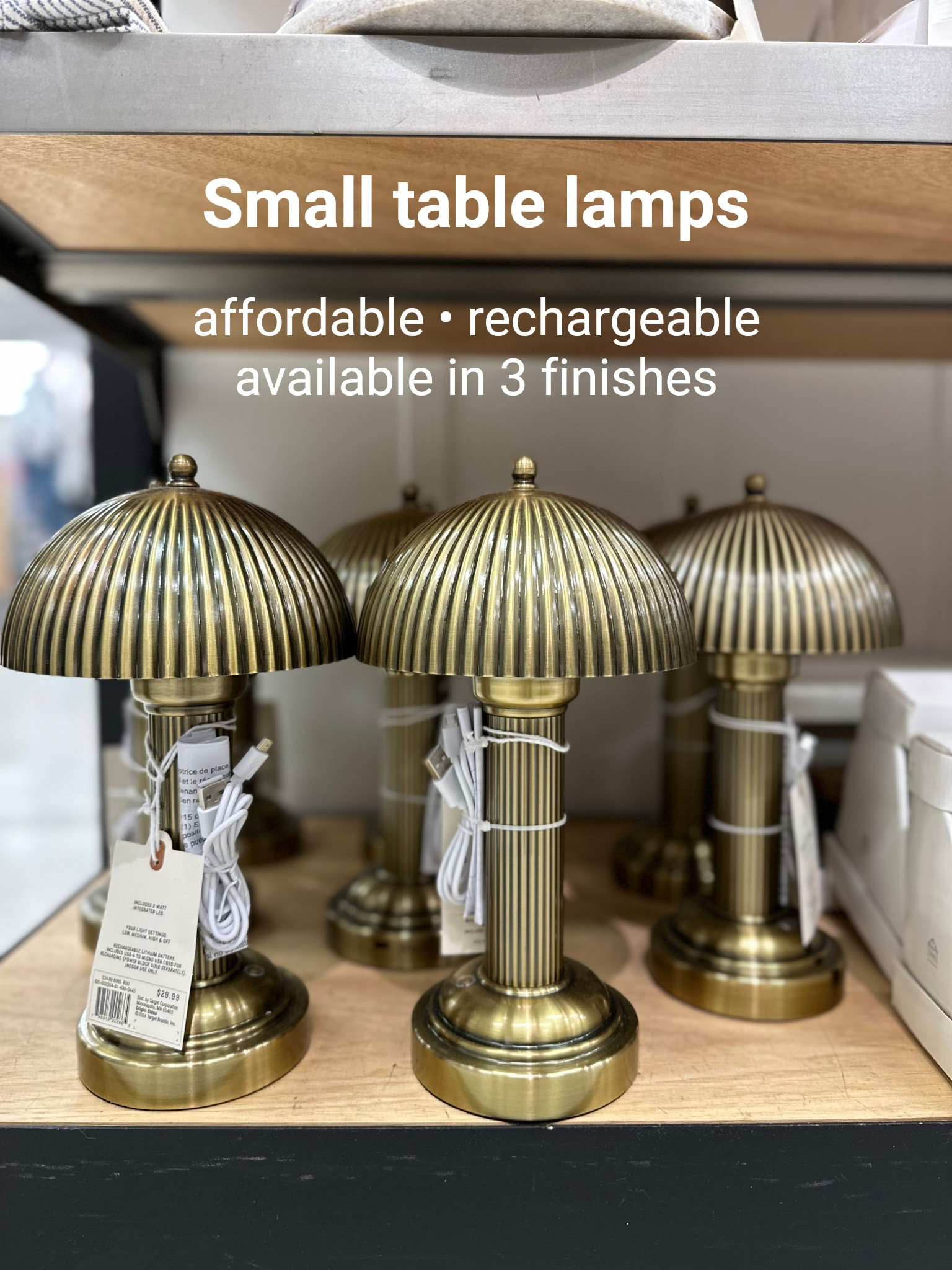 Fluted metal rechargeable table lamps — so cute, so affordable, and available in three different finishes!

Target home find. 

#LTKHome #LTKFindsUnder50
