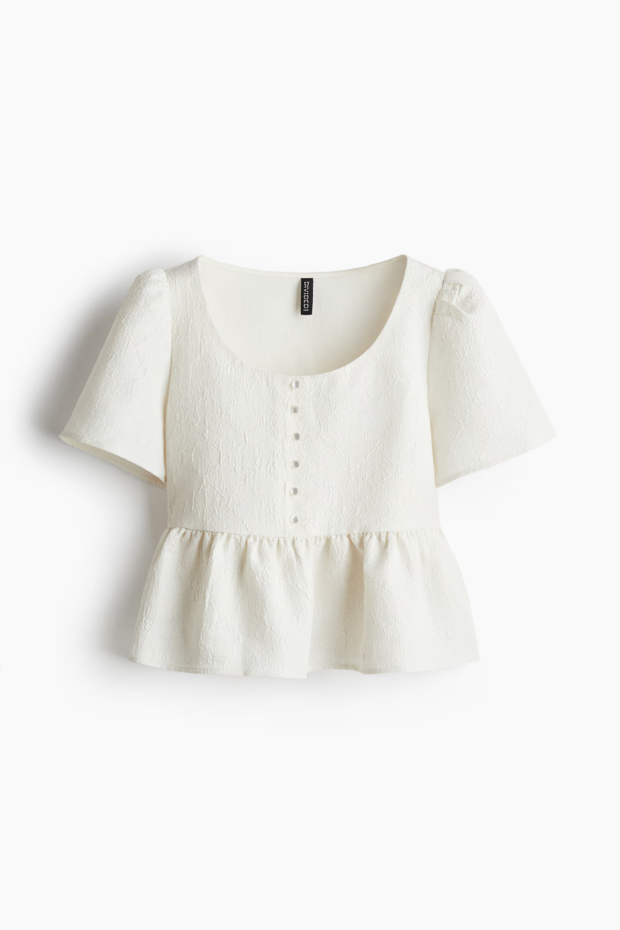 Peplum Brocade Blouse - Cream - Ladies | H&M US | H&M (US + CA)