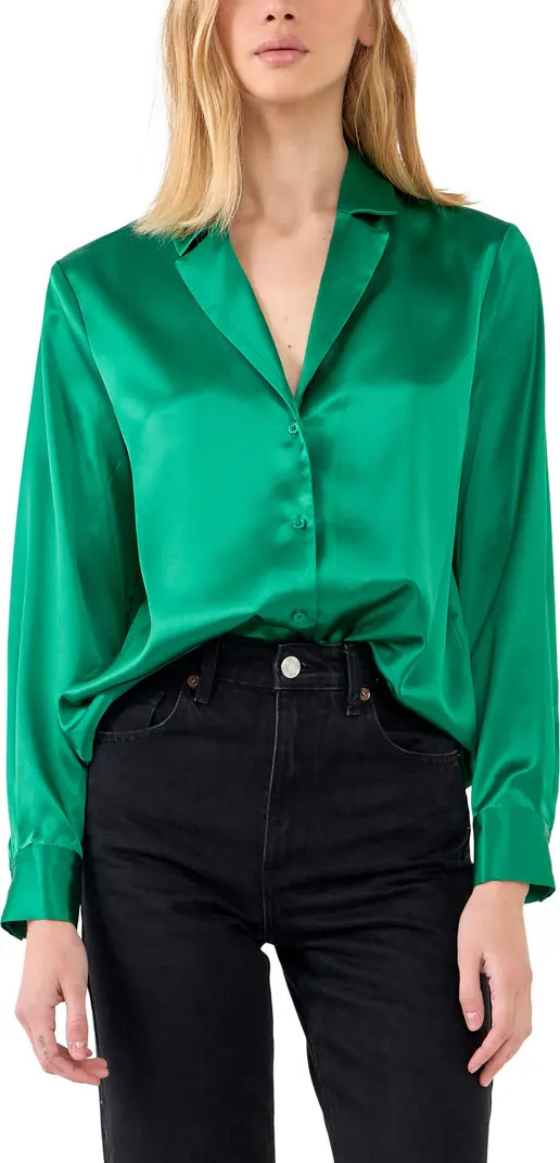 Satin Button-Up Blouse | Nordstrom