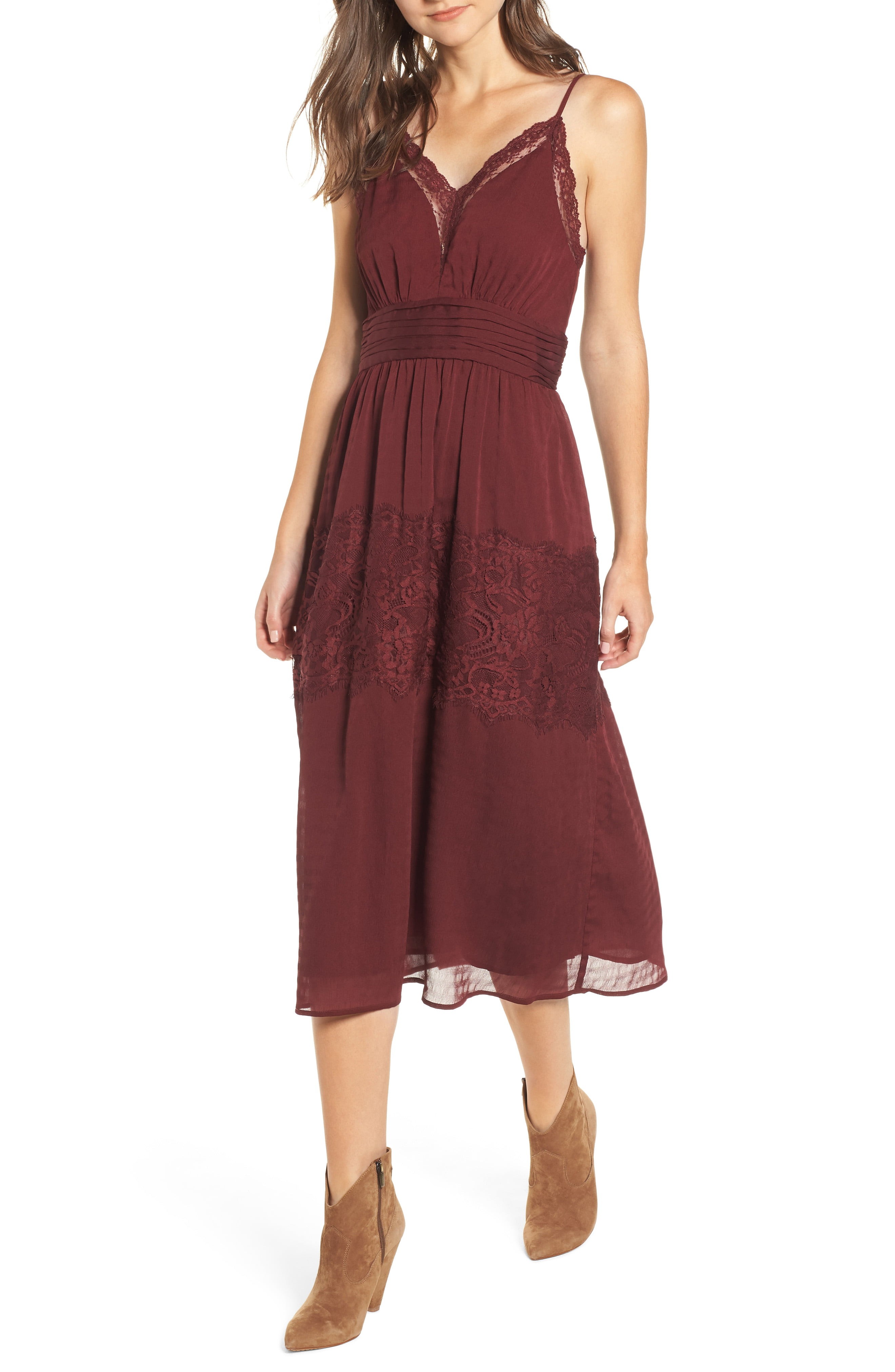 Women's Moon River Lace Trim Midi Dress | Nordstrom
