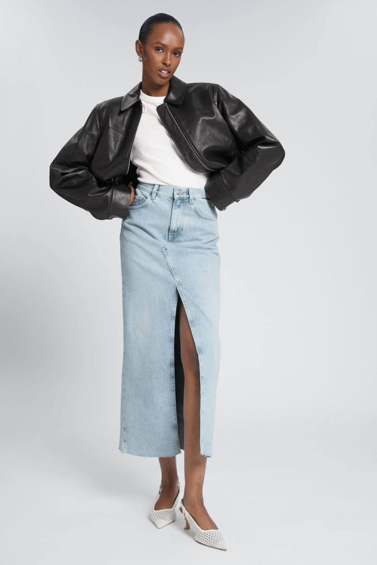 Long Frayed Edge Denim Skirt | H&M (UK, MY, IN, SG, PH, TW, HK)