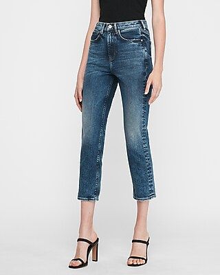 Super High Waisted Dark Wash Mom Jeans | Express