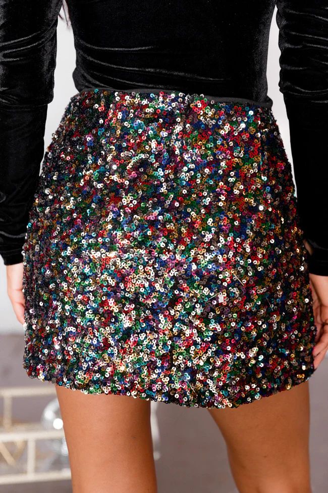 Fairy Lights Multi Sequin Mini Skirt | Pink Lily