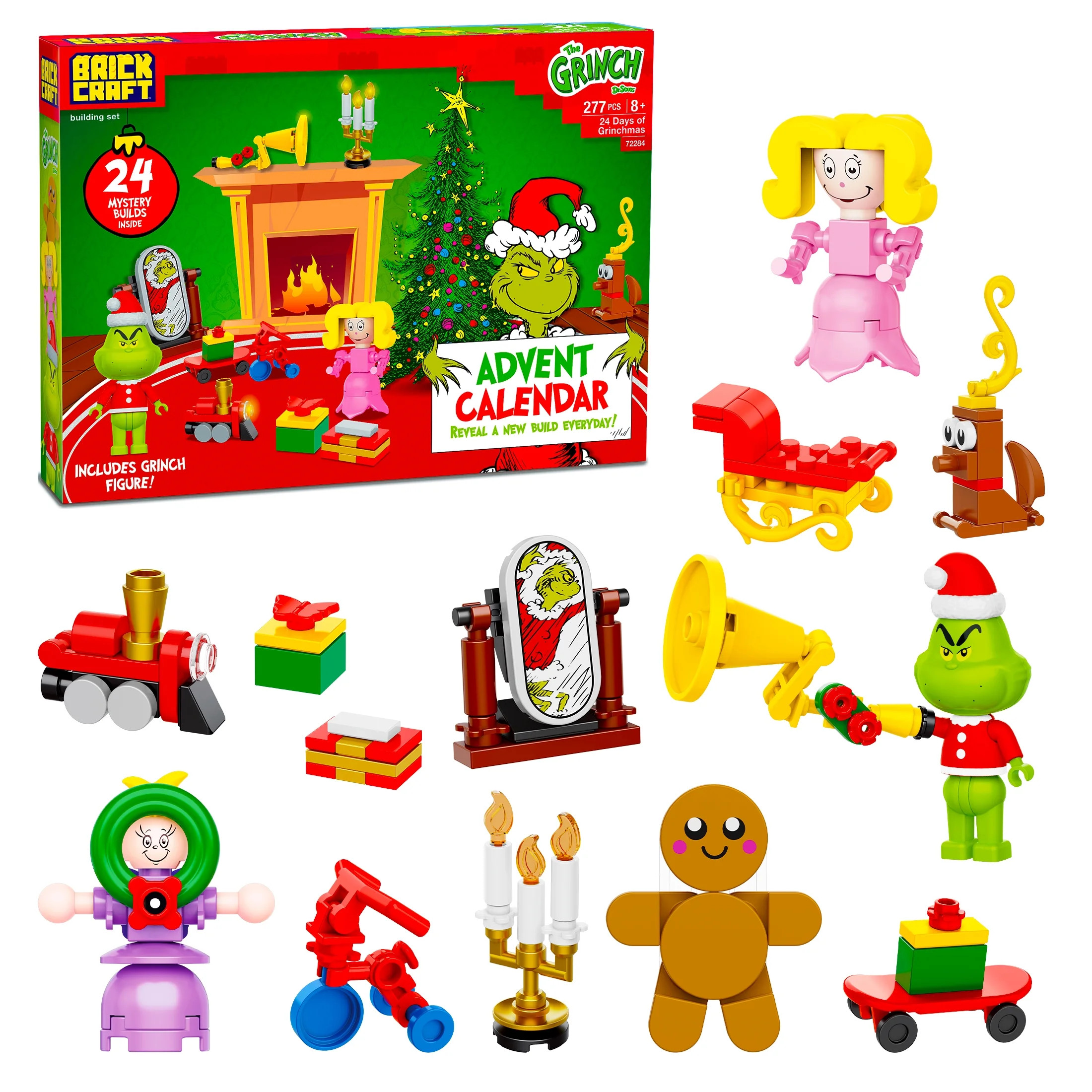 Brickcraft Grinch Advent Calendar (277-Piece Set), Holiday Building Kit Featuring Grinch and Max,... | Walmart (US)