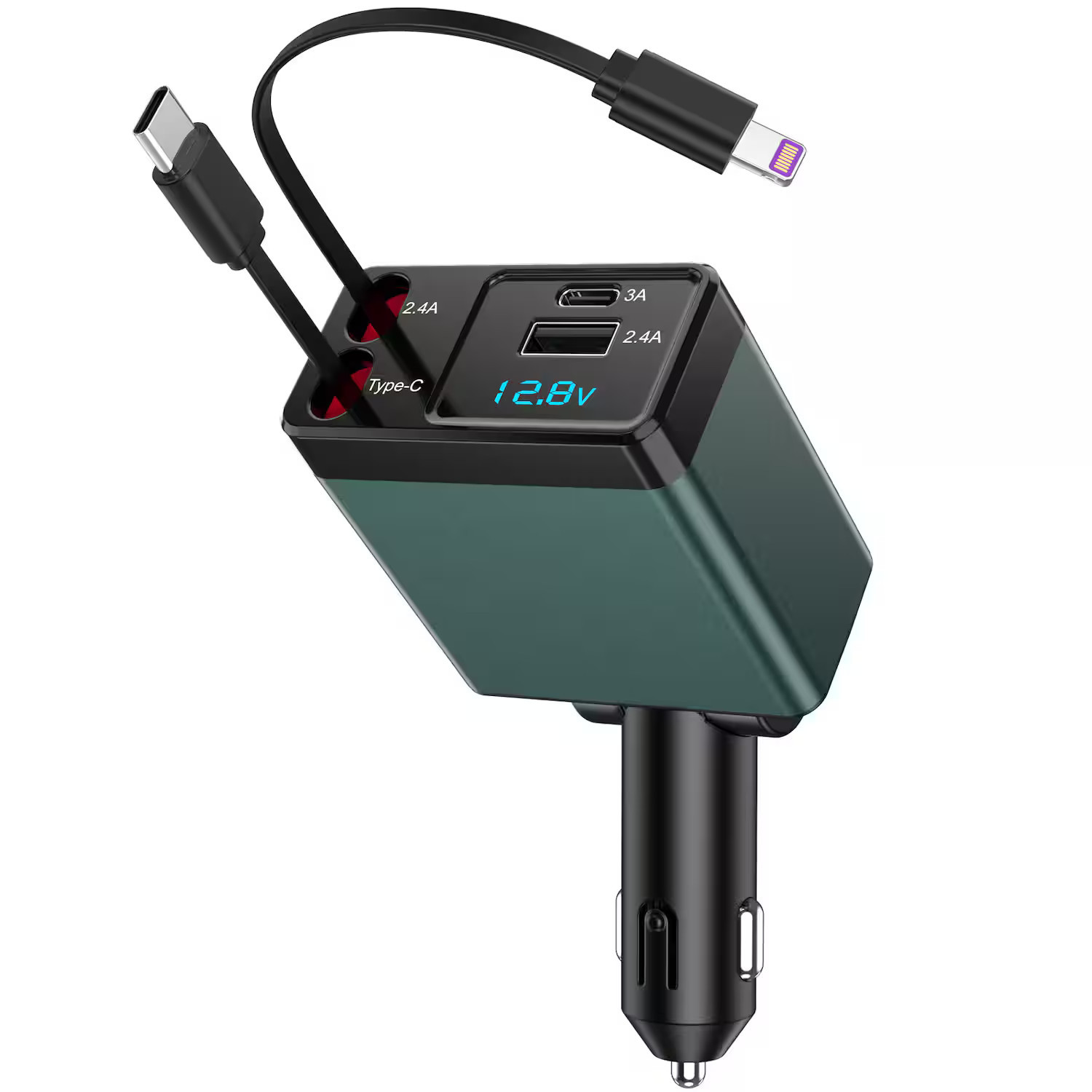 NEXPOW - Retractable Car Charger 4 in 1 Fast Car Phone Charger USB C Lightning Multi Port Adapter | Best Buy U.S.