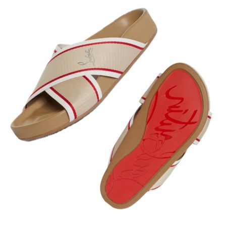Christian Louboutin slide sandal 

Perfect women’s designer summer slides. Come in tan or black with the red bottom 

#LTKstyletip #LTKover40 #LTKshoecrush