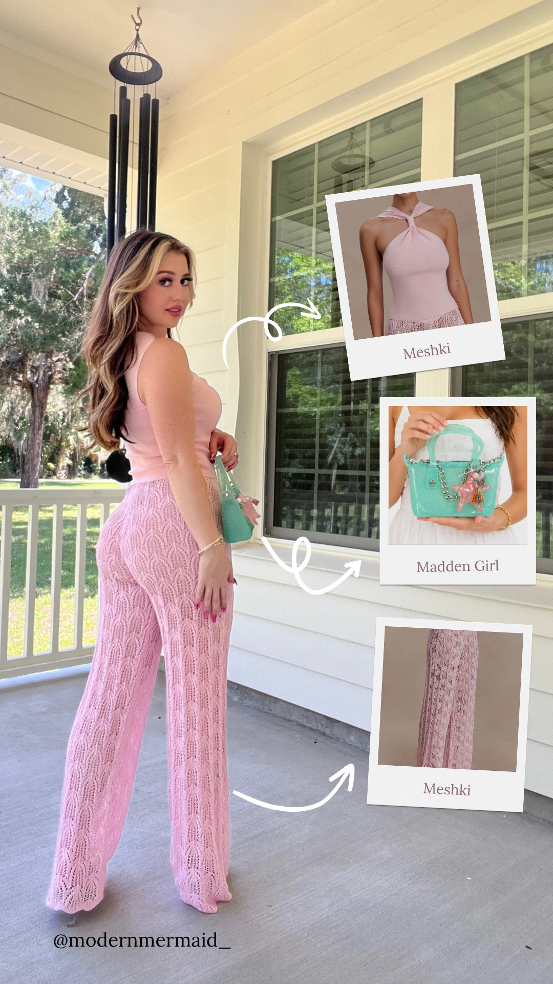 Pretty in pink 💕✨ This dreamy knit set is giving elevated coastal chic! Paired with the cutest mint mini bag for the perfect pop of color. Whether you're heading to brunch, vacation, or a summer event, this look is effortlessly feminine and chic. 🌷🩵 #LTKStyleTip #LTKFindsUnder100 #PinkOutfit #SummerStyle #VacationOutfit #FeminineFashion 

 