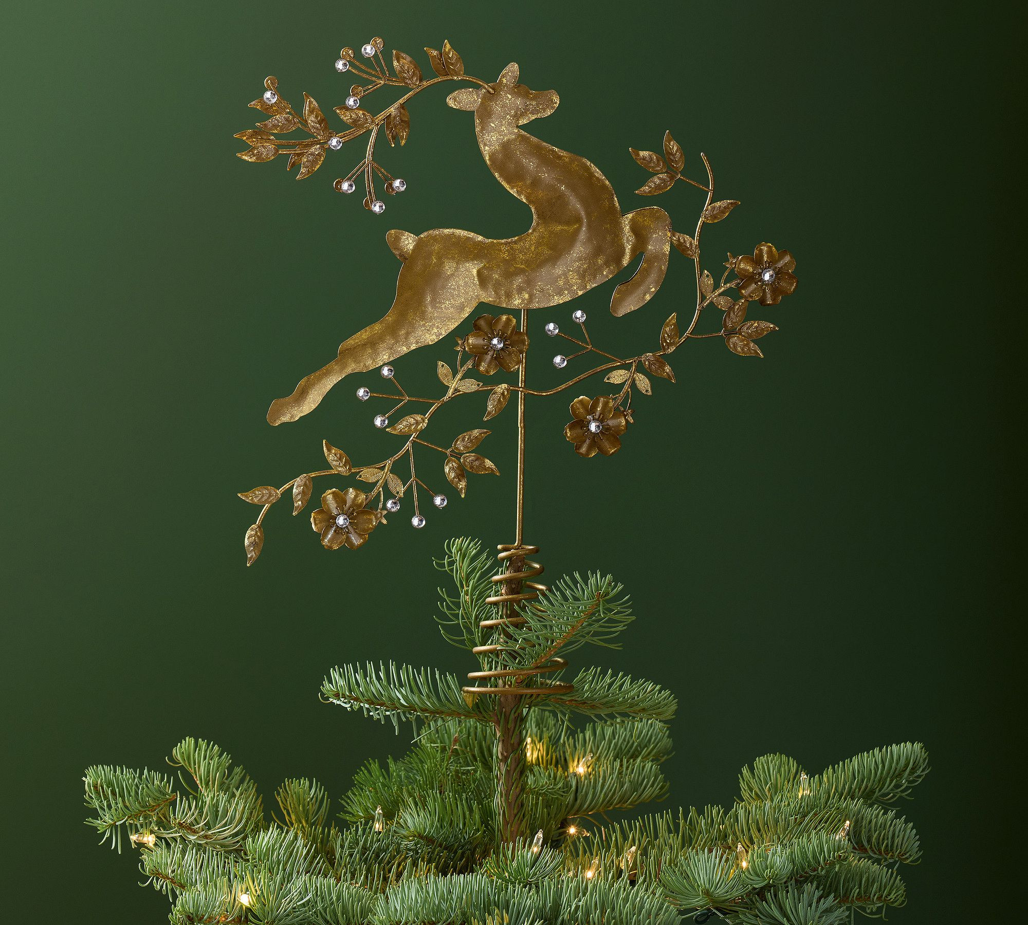 Gold Reindeer Tree Topper | Pottery Barn (US)