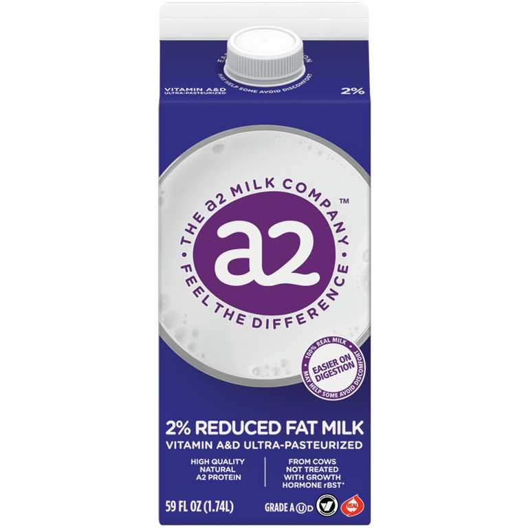 A2 Milk® Ultra-Pasteurized 2% Reduced Fat Milk, 59 fl oz Carton | Walmart (US)