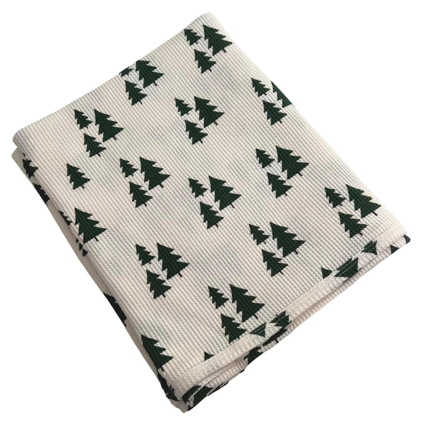 Organic Cotton Waffle Swaddle, Forest Green Trees | SpearmintLOVE