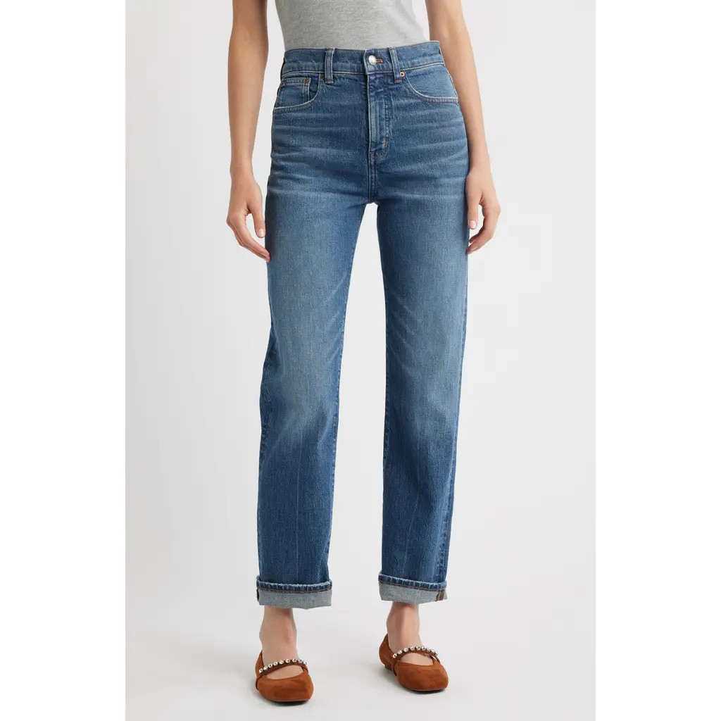 Madewell The '90s High Waist Straight Leg Jeans in Pacillo Wash at Nordstrom Rack, Size 28 | Nordstrom Rack