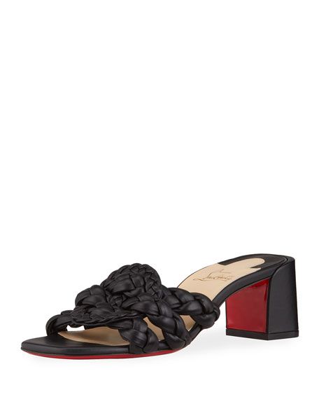 Christian Louboutin Marmela Woven Red Sole Slide Sandals | Neiman Marcus