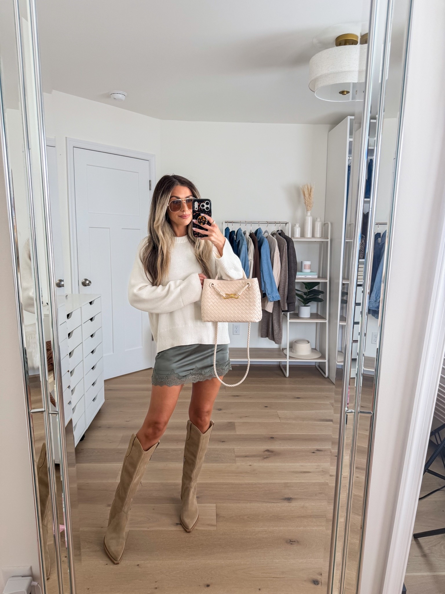 Elevated casual fall outfit — Madeline sweater size small, green lace skort size xxs, boots are true to size

#LTKootd #LTKgrwm #LTKPetite