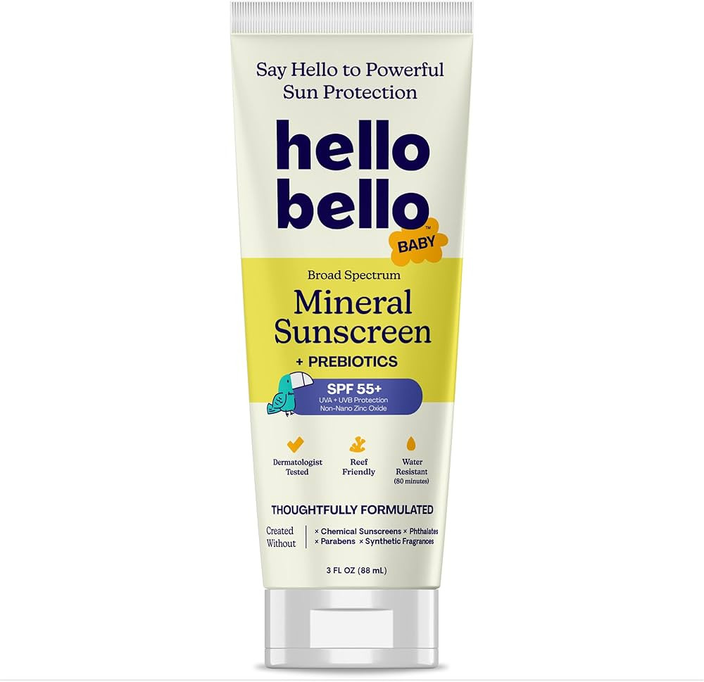 Hello Bello Mineral SPF 55 Sunscreen Lotion with Prebiotics, Water Resistant and Reef Friendly Su... | Amazon (US)