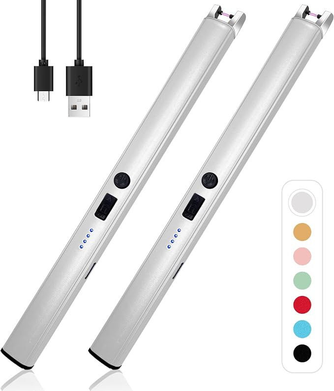 2 PCS Candle Lighter,Windproof Flameless Electric Lighter with LED Power Display ＆ Safety Switc... | Amazon (US)