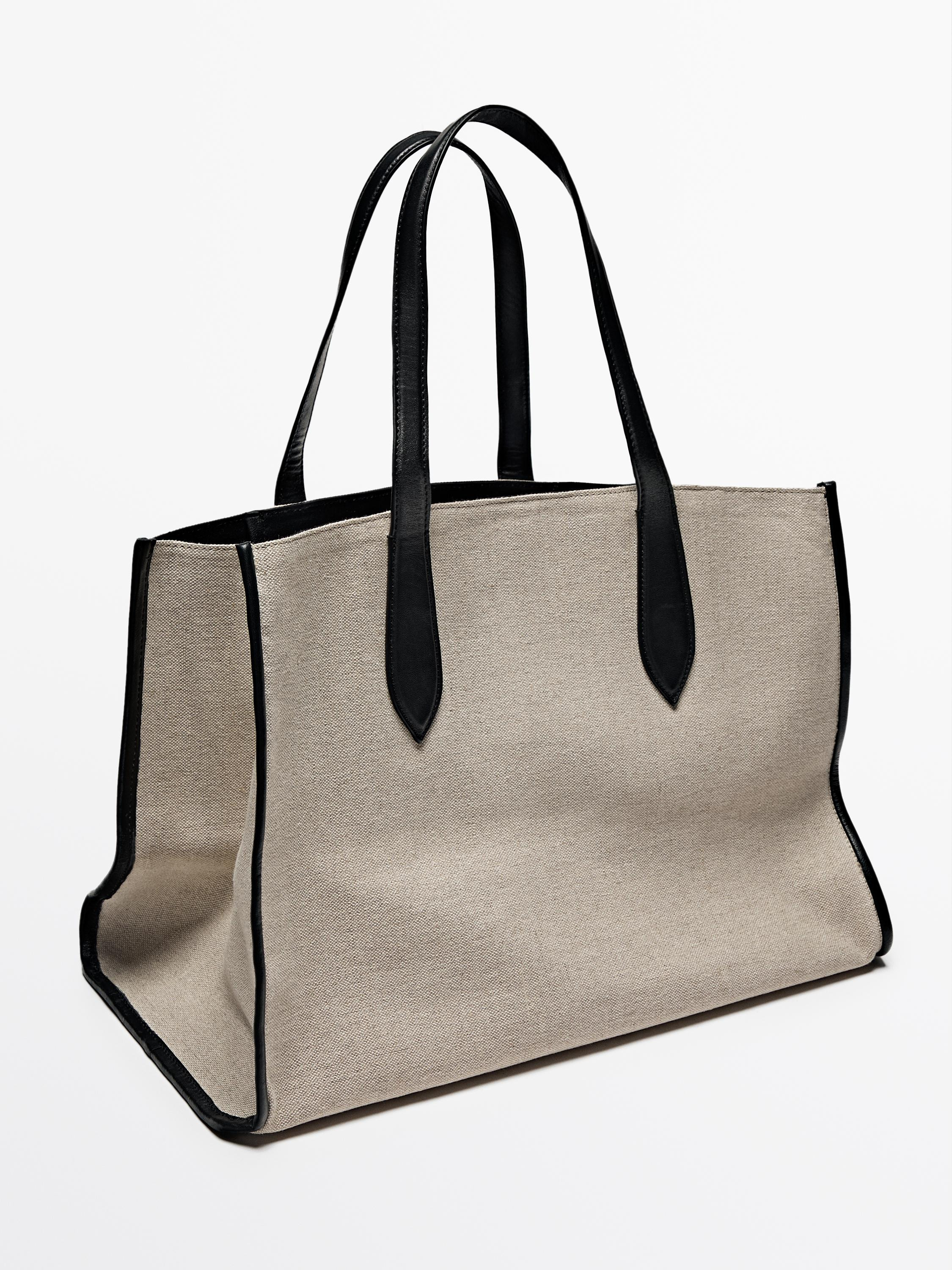 Leather fabric maxi tote bag | Massimo Dutti UK