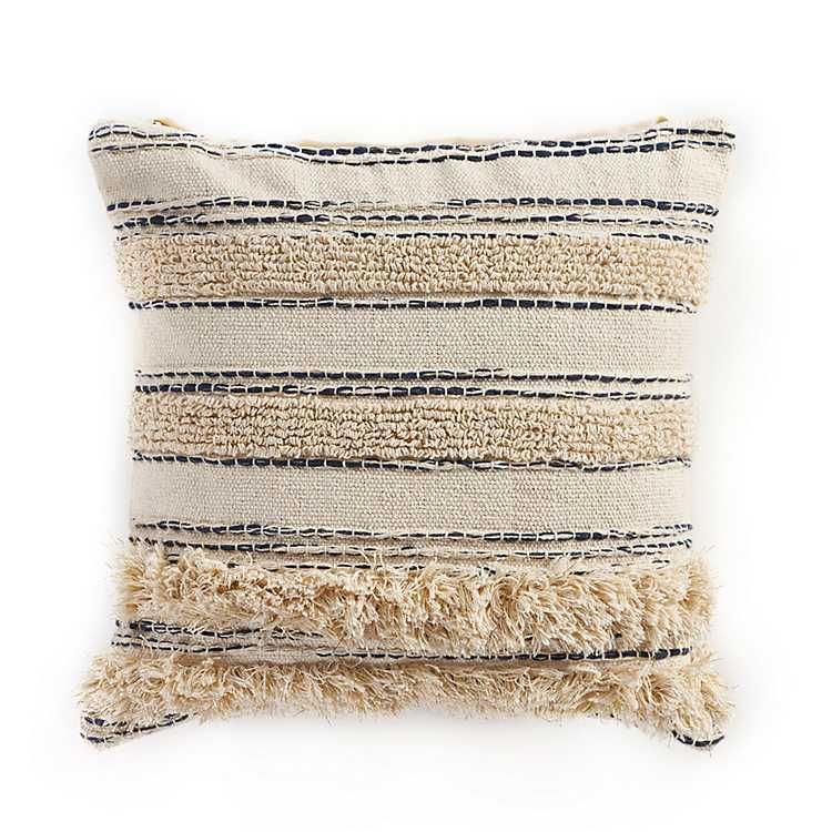 Natural and Black Luxury Fringe Pillow | Kirkland's Home