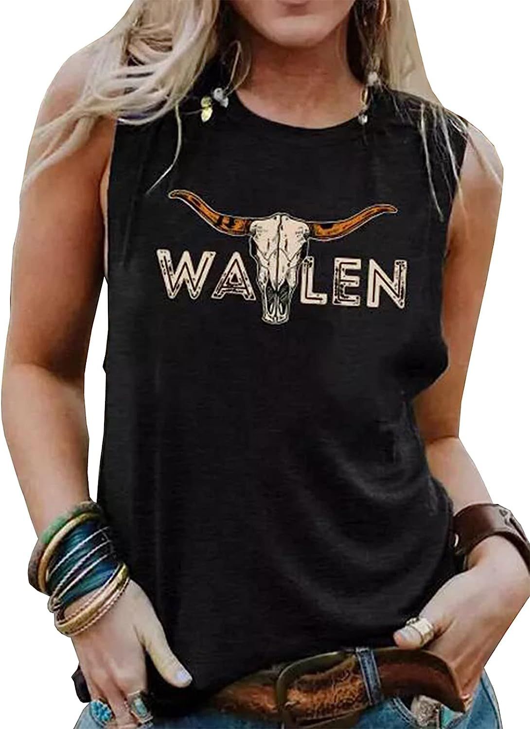 Western Country Music Tank Tops Women Vintage Causal Loose Fit Summer Tops Tees Blouse Cowboy Rod... | Amazon (US)